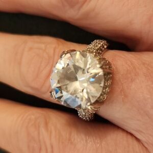 1/2" Diameter  .925 sterling silver Cubic Zirconia Statement Ring
